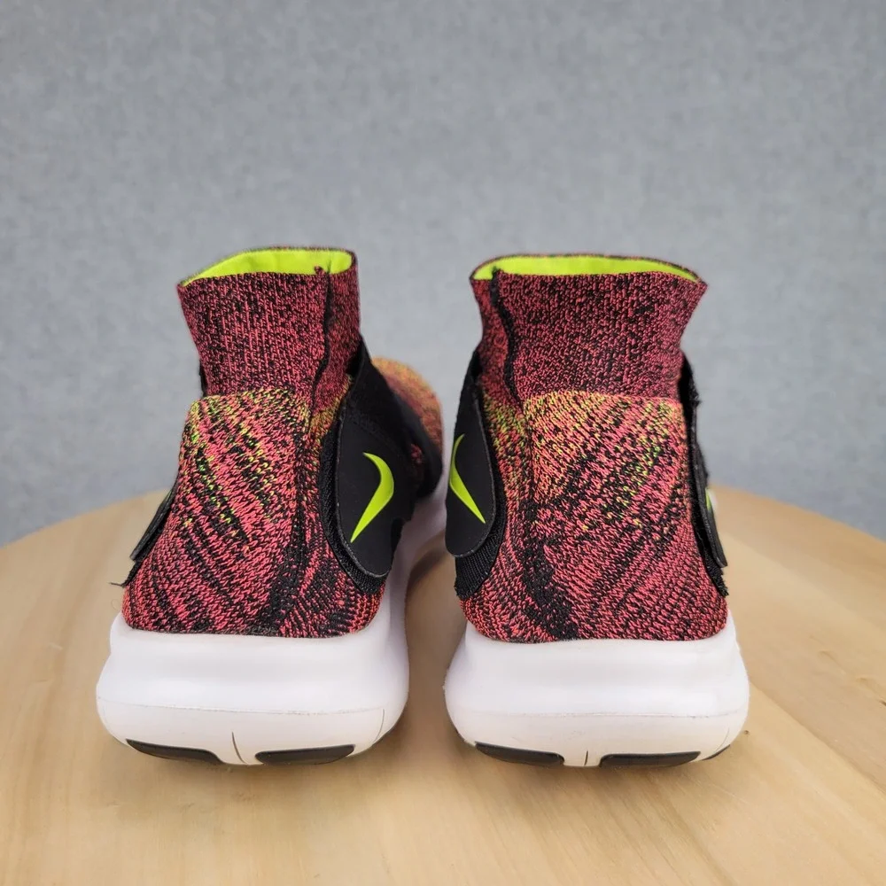 Nike Free RN Motion Flyknit 2017 Women 9.5 Multi-Color Black Volt 880846-004